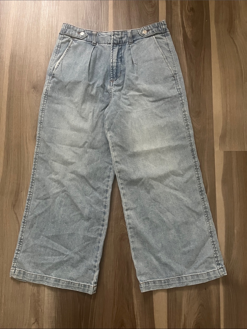 Oat New York 92% Cotton Wide-Leg Light Blue Jeans